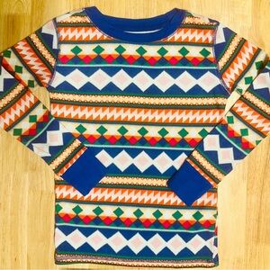 Old Navy Blue Unisex Diamond Pattern Multicolor Pajama Set Age 6 (Small)